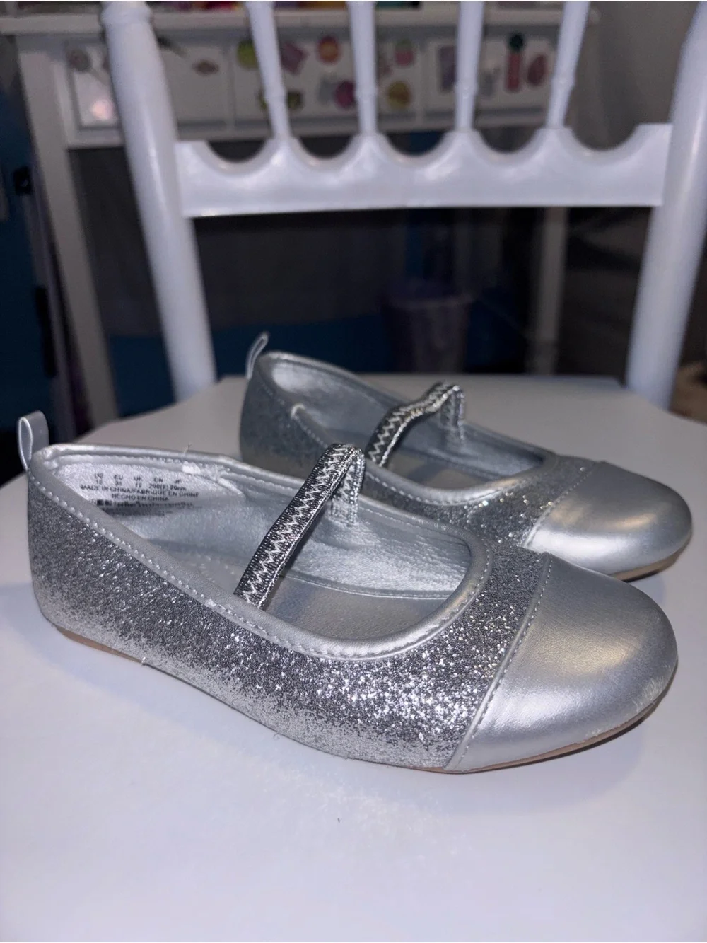 Disney Silver Glitter Mary Jane Girls Shoes